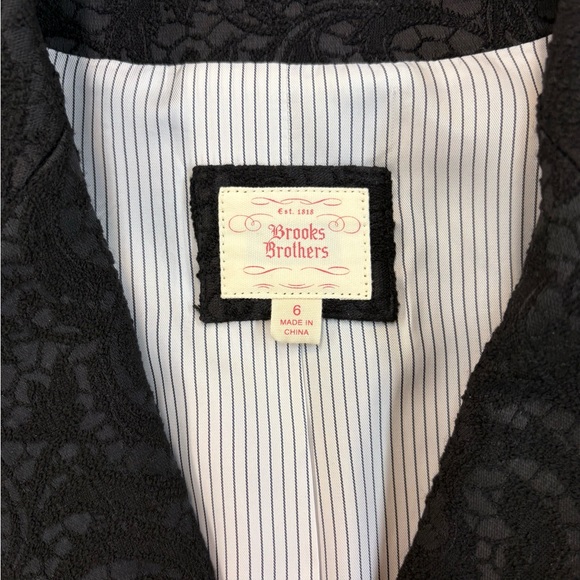 Brooks Brothers Size 6 Black Lace Overlay Blazer Textured Tailored Jacket - Picture 8 of 15